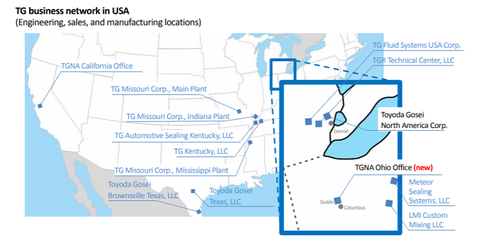 The office will serve as a “regional headquarters” for Toyoda Gosei North America Corp., based in Troy, Michigan.